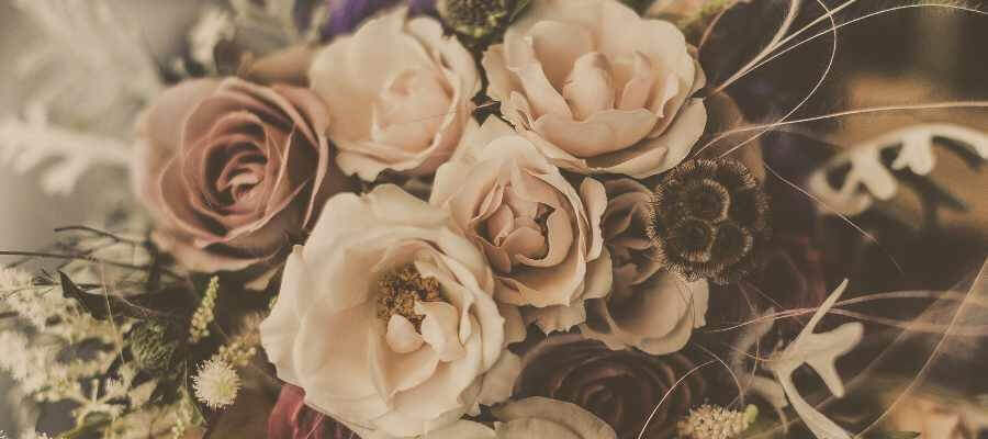 a flower bouquet at a wedding